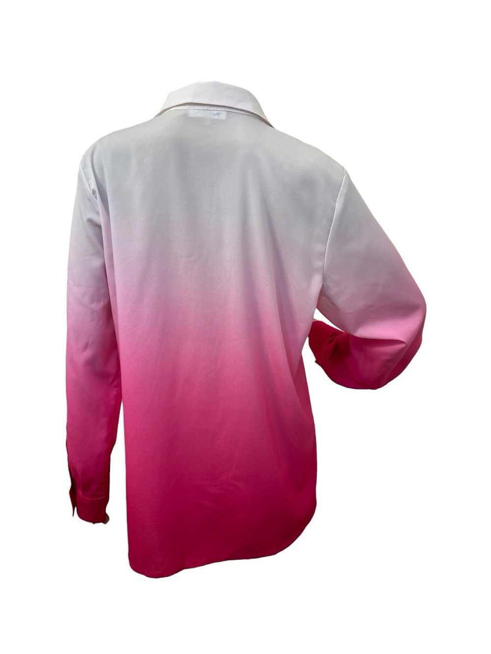 Calvin Klein Women's Ombre Pink White Button Down Shirt,L - Picture 4 of 12